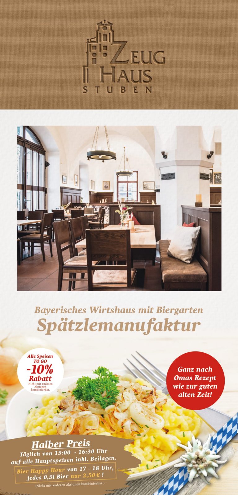 Speisekarte Zeughaus Stuben | Gasthaus Restaurant Augsburg Altstadt