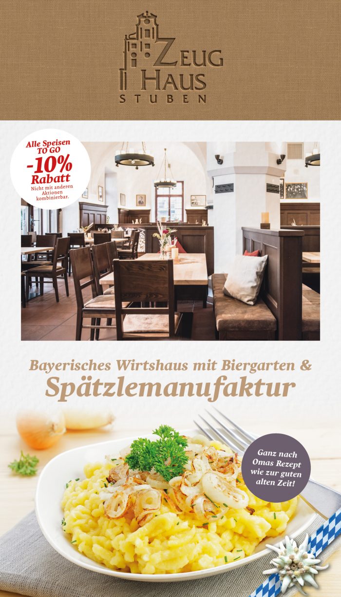 Speisekarte Zeughaus Stuben | Gasthaus Restaurant Augsburg Altstadt